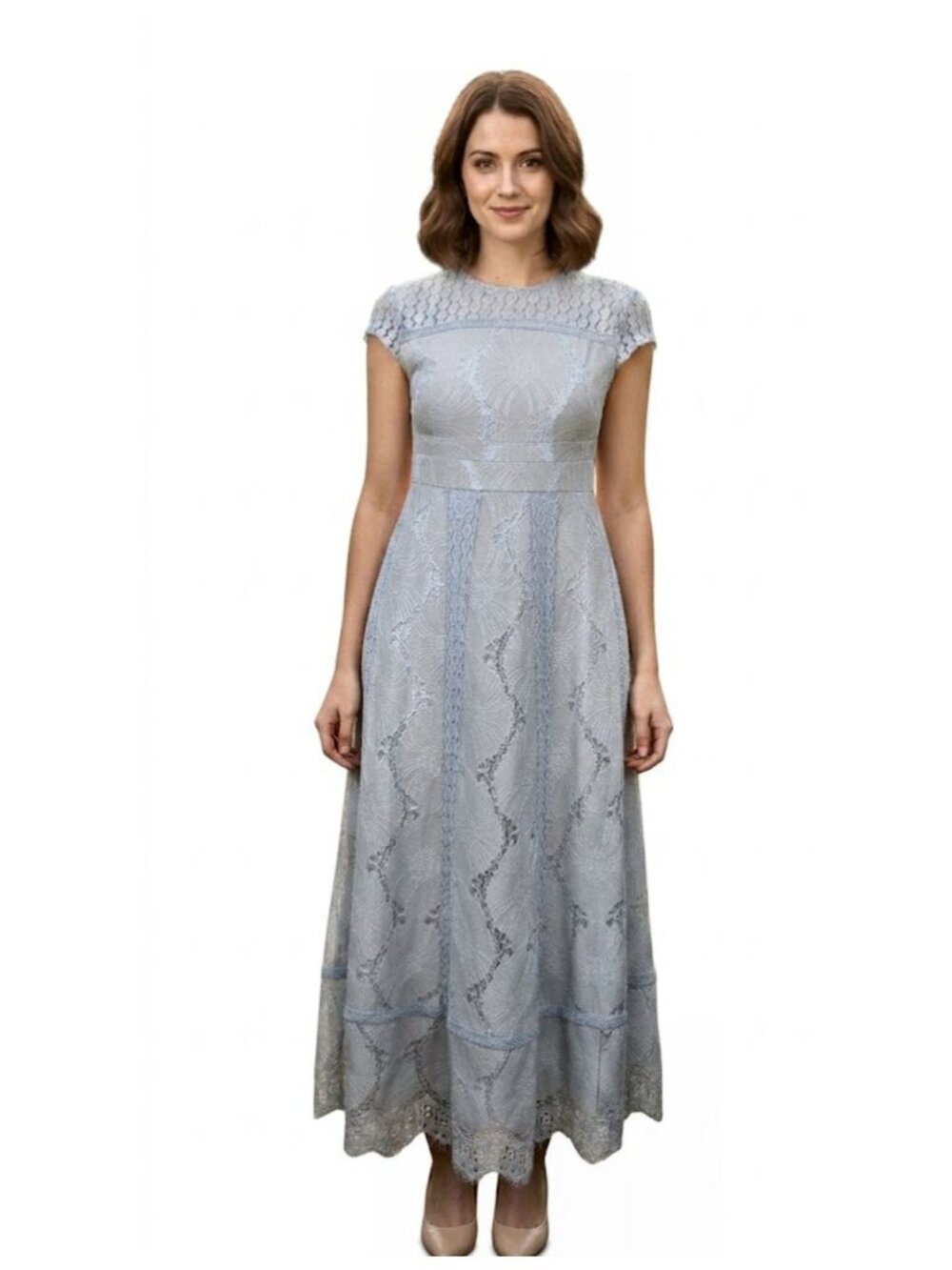 FOXIEDOX Theodora Lace Midi Dress In Bluebell, Womens Size Medium